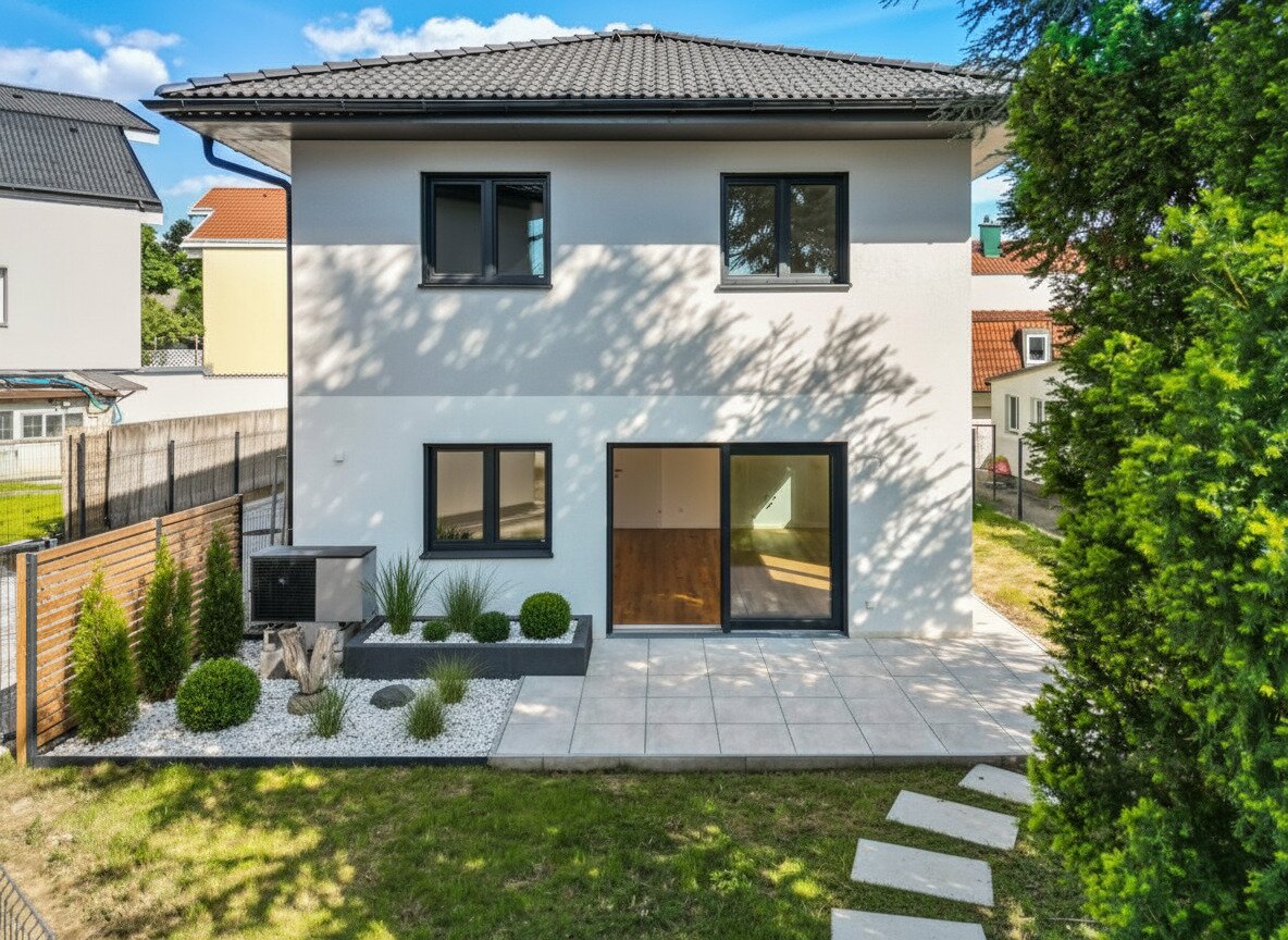 Stadtadresse. Gartentür. Zuhause. – Freistehendes Einfamilienhaus mit 166m2 Nutzfläche, 1220 Wien, Haus