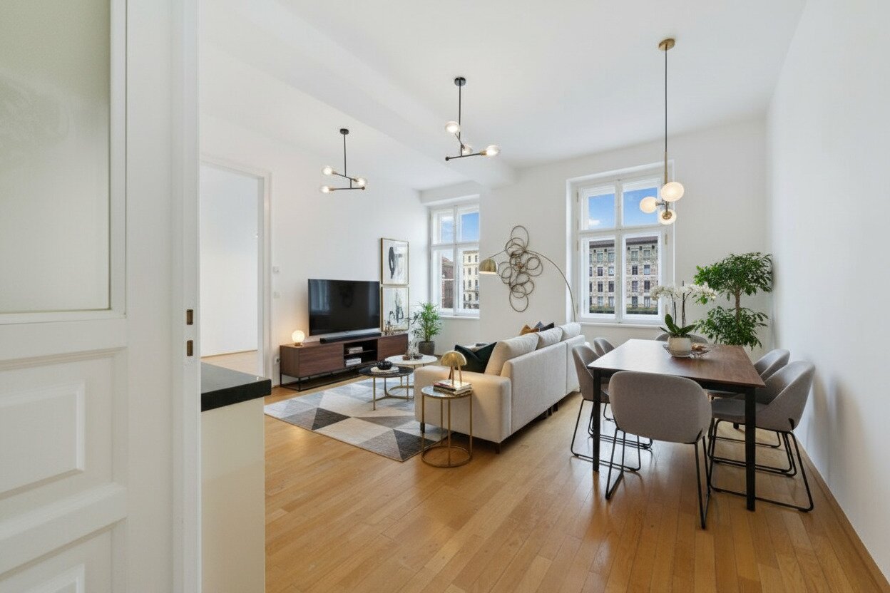 Historische Architektur trifft auf einen der außergewöhnlichsten Ausblicke der Stadt – Wiener Altbau in Bestlage., 1040 Wien, Wohnung